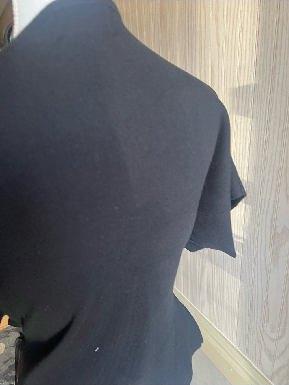 V-Neck Short Sleeve Buttoned Blouse in Black - Picture 3 of 6